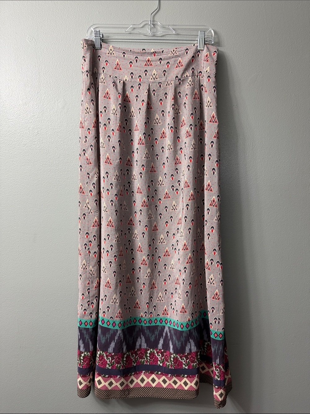 Anthropologie Heyhoe silk maxi skirt geometric 12